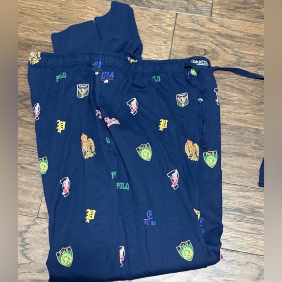 New Polo Ralph Lauren College Sleepwear Navy Blue Jogger Pant Pajama Lounge Sz L - Picture 7 of 16